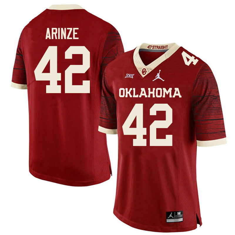 Oklahoma Sooners #42 Noah Arinze College Football Jerseys Sale-Retro